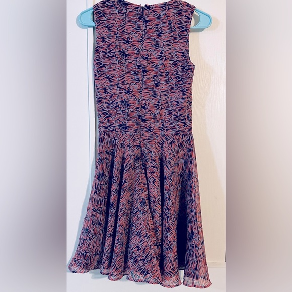 French Connection Sleeveless  Sahara Abstract Animal Print Chiffon Skater Dress - Picture 6 of 8